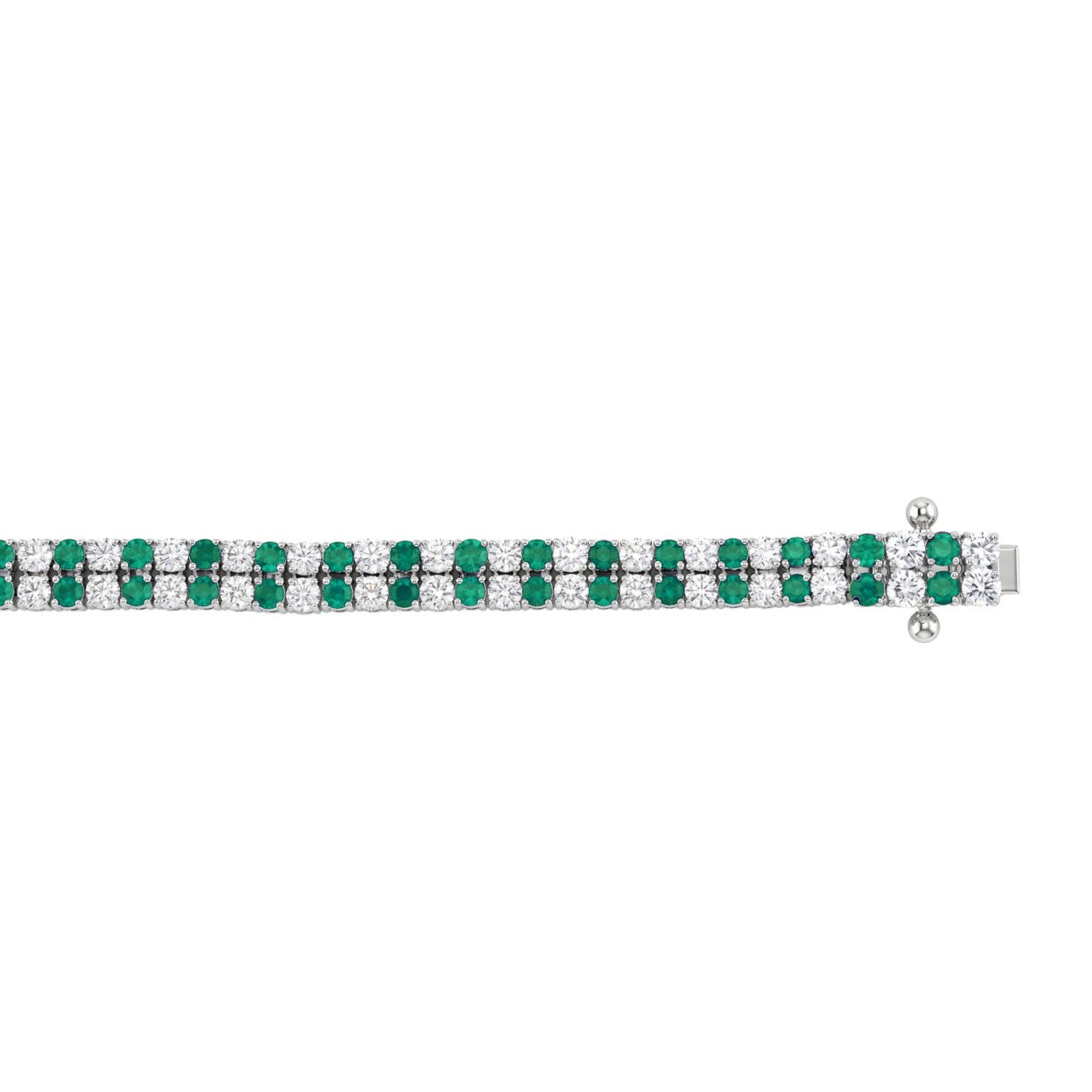 LADIES BRACELET 3CT ROUND/ROUND GREEN EMERALD DIAMOND 14K WHITE GOLD (ROUND GREEN EMERALD DIAMOND 2 3/4CT )