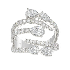 LADIES RING 2 1/2CT ROUND/PEAR DIAMOND 14K WHITE GOLD 