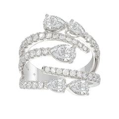 LADIES RING 2 1/2CT ROUND/PEAR DIAMOND 14K WHITE GOLD 