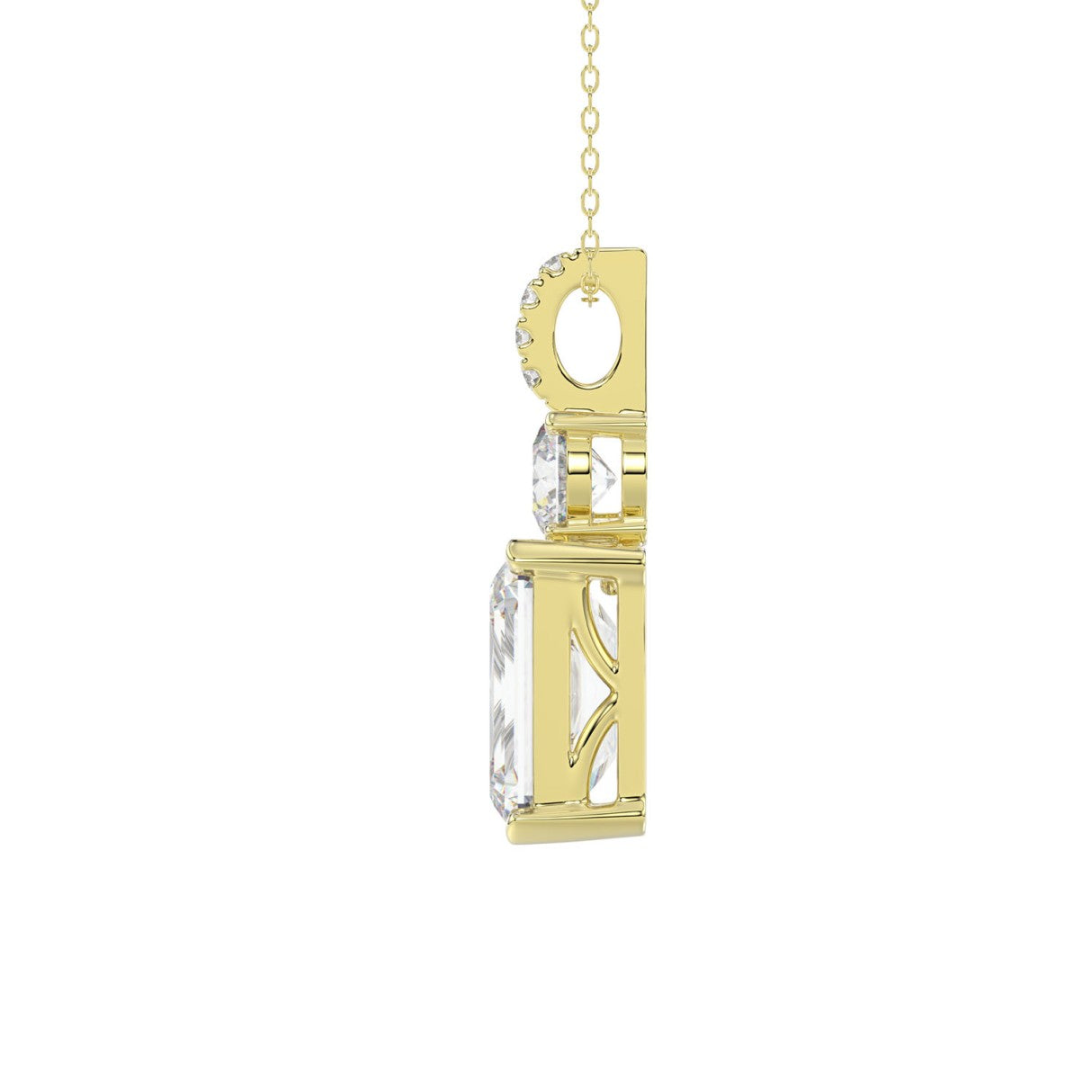 LADIES PENDANT 1 3/4CT ROUND/EMERALD DIAMOND 14K YELLOW GOLD (CENTER STONE EMERALD DIAMOND 1 1/2CT)
