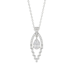 LADIES PENDANT 1 1/2CT ROUND/BAGUETTE/PEAR DIAMOND 14K WHITE GOLD 