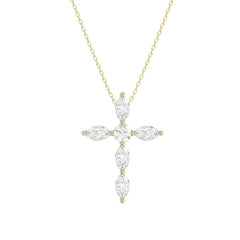 LADIES PENDANT WITH CHAIN 1 1/4CT ROUND/MARQUISE DIAMOND 14K YELLOW GOLD