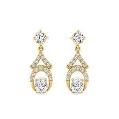 14K YELLOW GOLD 1.00CT ROUND/OVAL DIAMOND LADIES EARRING