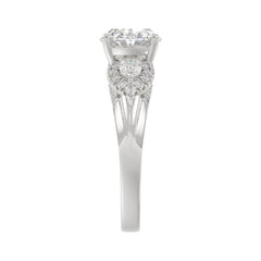 LADIES RING 3 3/4CT ROUND/PEAR/OVAL DIAMOND 14K WHITE GOLD (CENTER STONE OVAL DIAMOND 3.00CT)