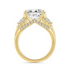 LADIES RING 3 3/4CT ROUND/PEAR/OVAL DIAMOND 14K YELLOW GOLD (CENTER STONE OVAL DIAMOND 3.00CT)