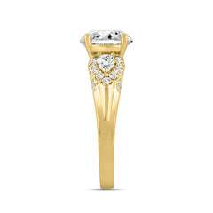 LADIES RING 3 3/4CT ROUND/PEAR/OVAL DIAMOND 14K YELLOW GOLD (CENTER STONE OVAL DIAMOND 3.00CT)