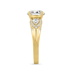 LADIES RING 3 3/4CT ROUND/PEAR/OVAL DIAMOND 14K YELLOW GOLD (CENTER STONE OVAL DIAMOND 3.00CT)