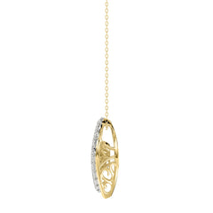LADIES DANCING DIAMOND PENDANT WITH CHAIN 3/4CT ROUND/PEAR DIAMOND 14K YELLOW GOLD (CENTER STONE PEAR DIAMOND 1/2CT)