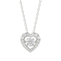 LADIES DANCING DIAMOND PENDANT WITH CHAIN 3/4CT ROUND DIAMOND 14K WHITE GOLD (CENTER STONE ROUND DIAMOND 1/2CT)