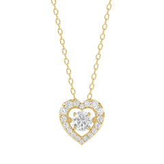 LADIES DANCING DIAMOND PENDANT WITH CHAIN 3/4CT ROUND DIAMOND 14K YELLOW GOLD (CENTER STONE ROUND DIAMOND 1/2CT)
