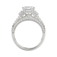 Luxury 14K White Gold Ladies Diamond Ring 4.00CT Round, Emerald &amp; Baguette Diamonds with 3.00CT Emerald  Center stone (Color F-G -Clarity VS1/VS2)
