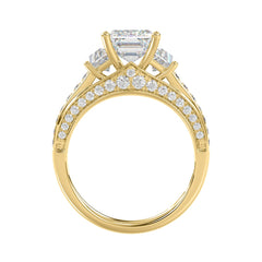 Luxury 14K Yellow Gold Ladies Diamond Ring 4.00CT Round, Emerald & Baguette Diamonds with 3.00CT Emerald  Center stone (Color F-G -Clarity VS1/VS2)