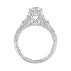 Classic 14K White Gold Ladies Diamond Ring  4.00CT Round Oval & Baguette Diamonds with 3.00CT  Oval  Center stone (Color F-G -Clarity VS1/VS2)