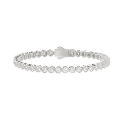 LADIES BRACELET 5.00CT ROUND DIAMOND 14K WHITE GOLD 