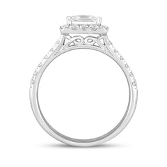 LADIES RING 3/4CT ROUND/PRINCESS DIAMOND 14K WHITE GOLD (CENTER STONE PRINCESS DIAMOND 1/2CT)