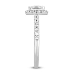 LADIES RING 3/4CT ROUND/PRINCESS DIAMOND 14K WHITE GOLD (CENTER STONE PRINCESS DIAMOND 1/2CT)