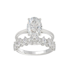 14K WHITE GOLD 4 1/2CT ROUND/OVAL DIAMOND LADIES BRIDAL SET (CENTER STONE OVAL DIAMOND 3.00CT)