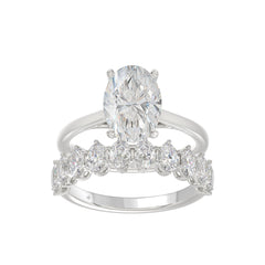 14K WHITE GOLD 4 1/2CT ROUND/OVAL DIAMOND LADIES BRIDAL SET (CENTER STONE OVAL DIAMOND 3.00CT)
