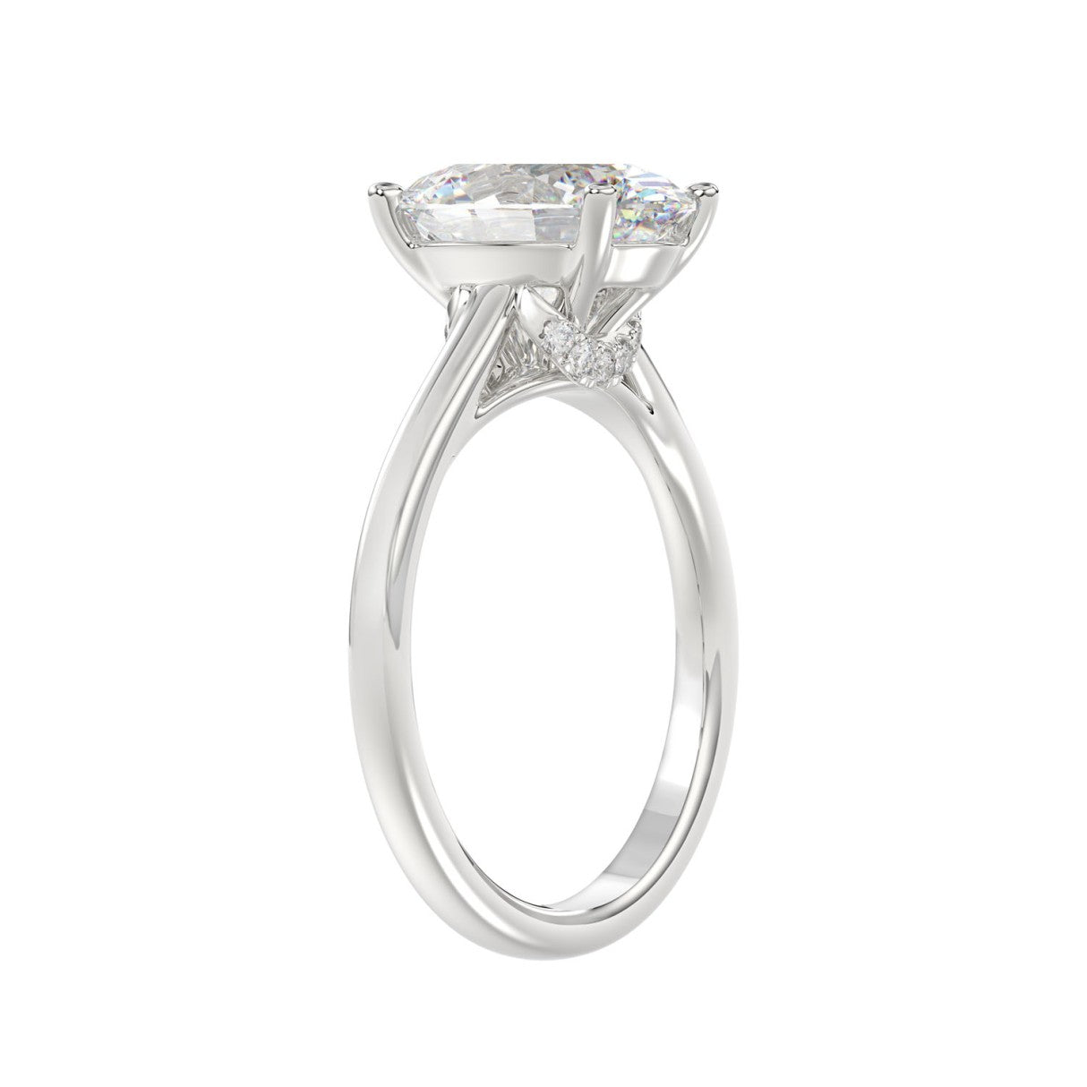 14K WHITE GOLD 4 1/2CT ROUND/OVAL DIAMOND LADIES BRIDAL SET (CENTER STONE OVAL DIAMOND 3.00CT)