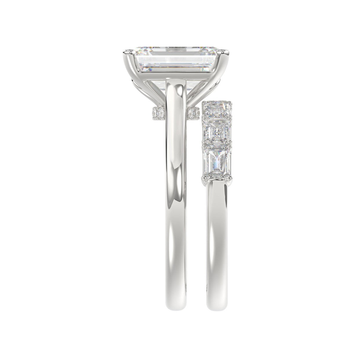 14K WHITE GOLD 3 7/8CT ROUND/EMERALD DIAMOND LADIES BRIDAL SET (CENTER STONE EMERALD DIAMOND 2 1/2CT)