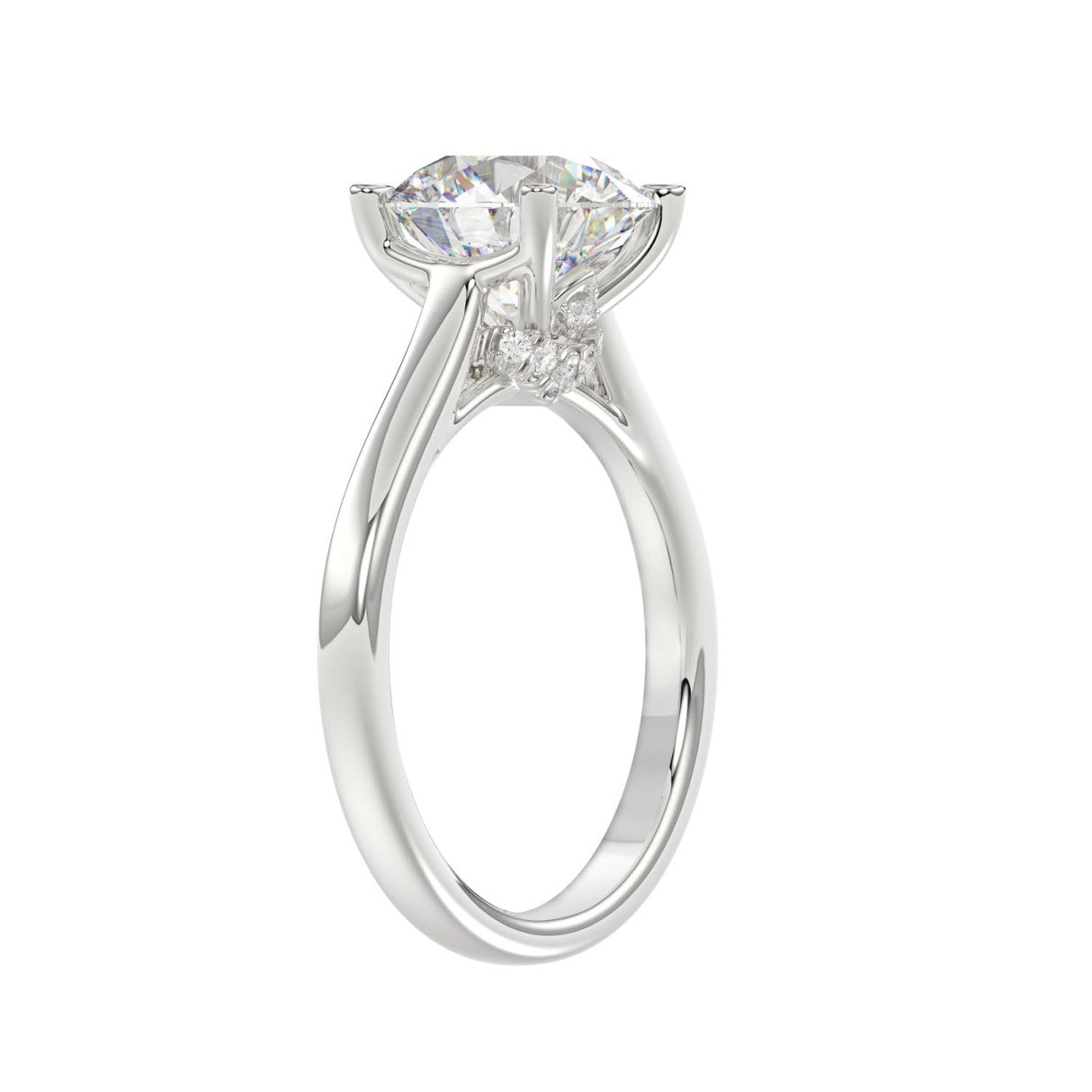 14K WHITE GOLD 4.00CT ROUND DIAMOND LADIES BRIDAL SET (CENTER STONE ROUND DIAMOND 3.00CT)