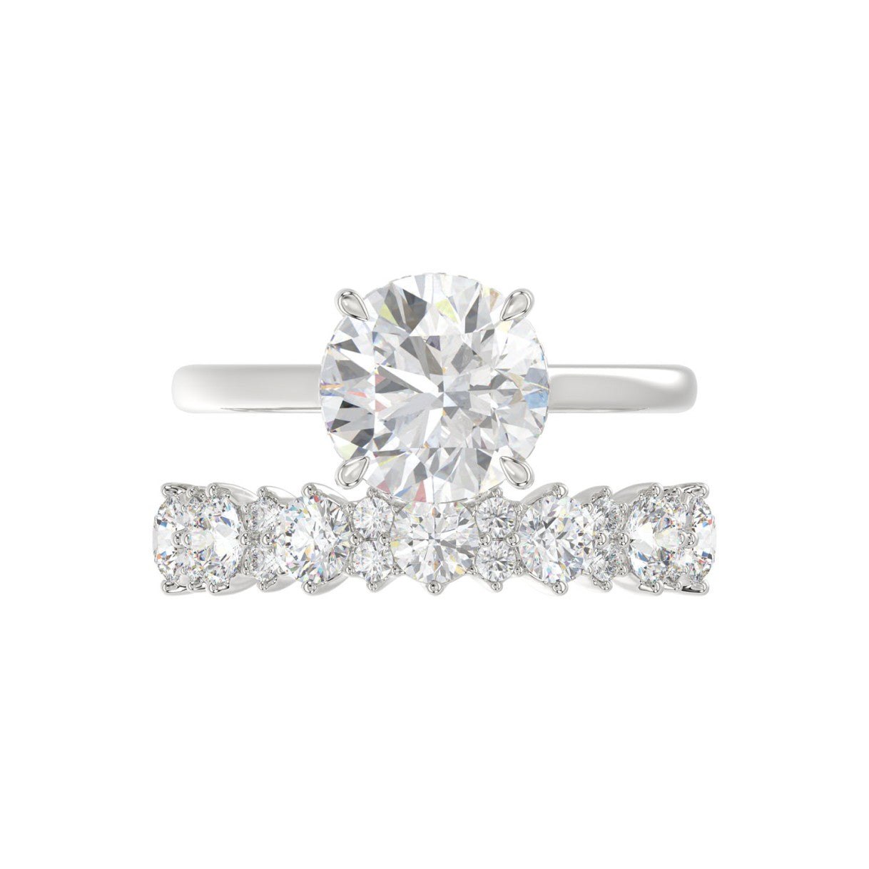 14K WHITE GOLD 4 3/8CT ROUND DIAMOND LADIES BRIDAL SET (CENTER STONE ROUND DIAMOND 3.00CT)
