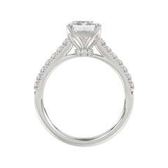 14K WHITE GOLD 5.00CT ROUND/EMERALD DIAMOND LADIES BRIDAL SET (CENTER STONE EMERALD DIAMOND 3.00CT)