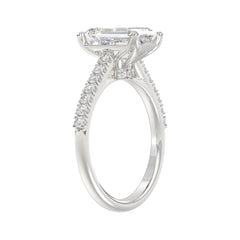 14K WHITE GOLD 5.00CT ROUND/EMERALD DIAMOND LADIES BRIDAL SET (CENTER STONE EMERALD DIAMOND 3.00CT)