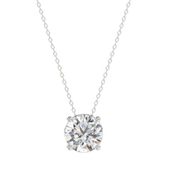 LADIES SOLITAIRE PENDANT WITH UNDER-PASS CHAIN 1 1/2CT ROUND DIAMOND 14K WHITE GOLD 