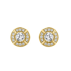 10K YELLOW GOLD 1.00CT ROUND DIAMOND LADIES EARRING