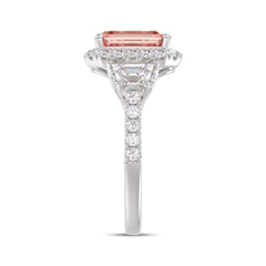 14K WHITE GOLD 4 1/4CT ROUND/RADIANT/TRAPEZOID DIAMOND LADIES RING (CENTER STONE PINK RADIANT DIAMOND 3.00CT)