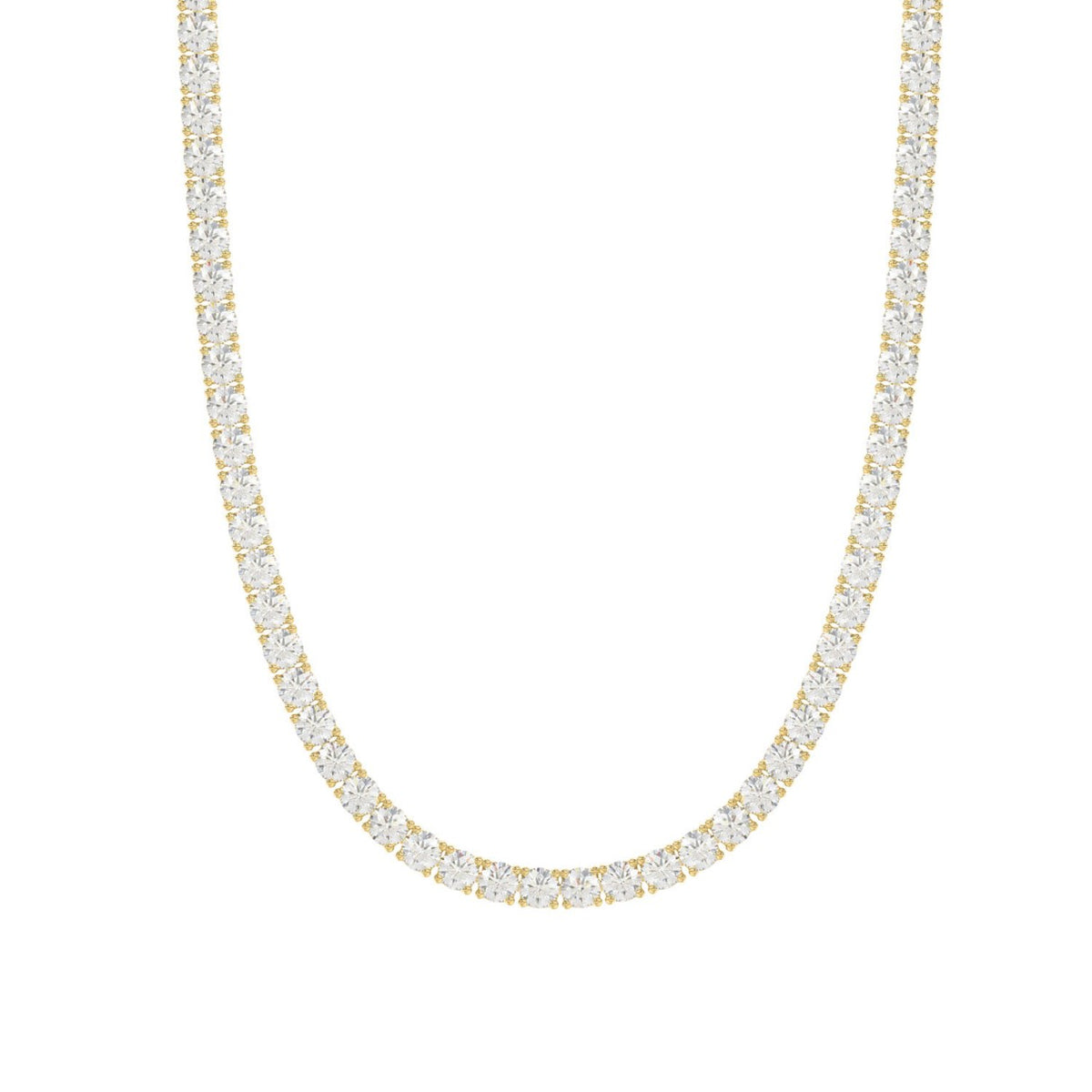 14K YELLOW GOLD 10 1/3CT 18" ROUND DIAMOND LADIES TENNIS NECKLACE
