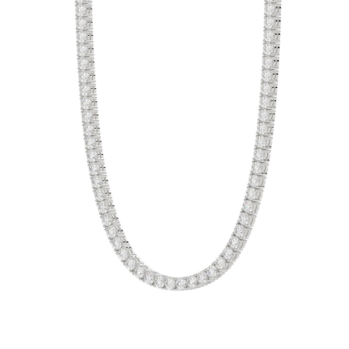 14K WHITE GOLD 7 3/4CT 18" ROUND DIAMOND LADIES TENNIS NECKLACE