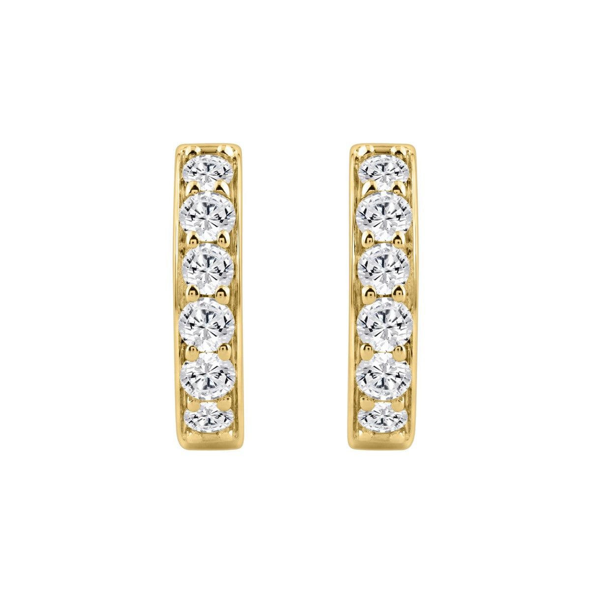 10K YELLOW GOLD 1.00CT ROUND DIAMOND LADIES HOOP EARRING