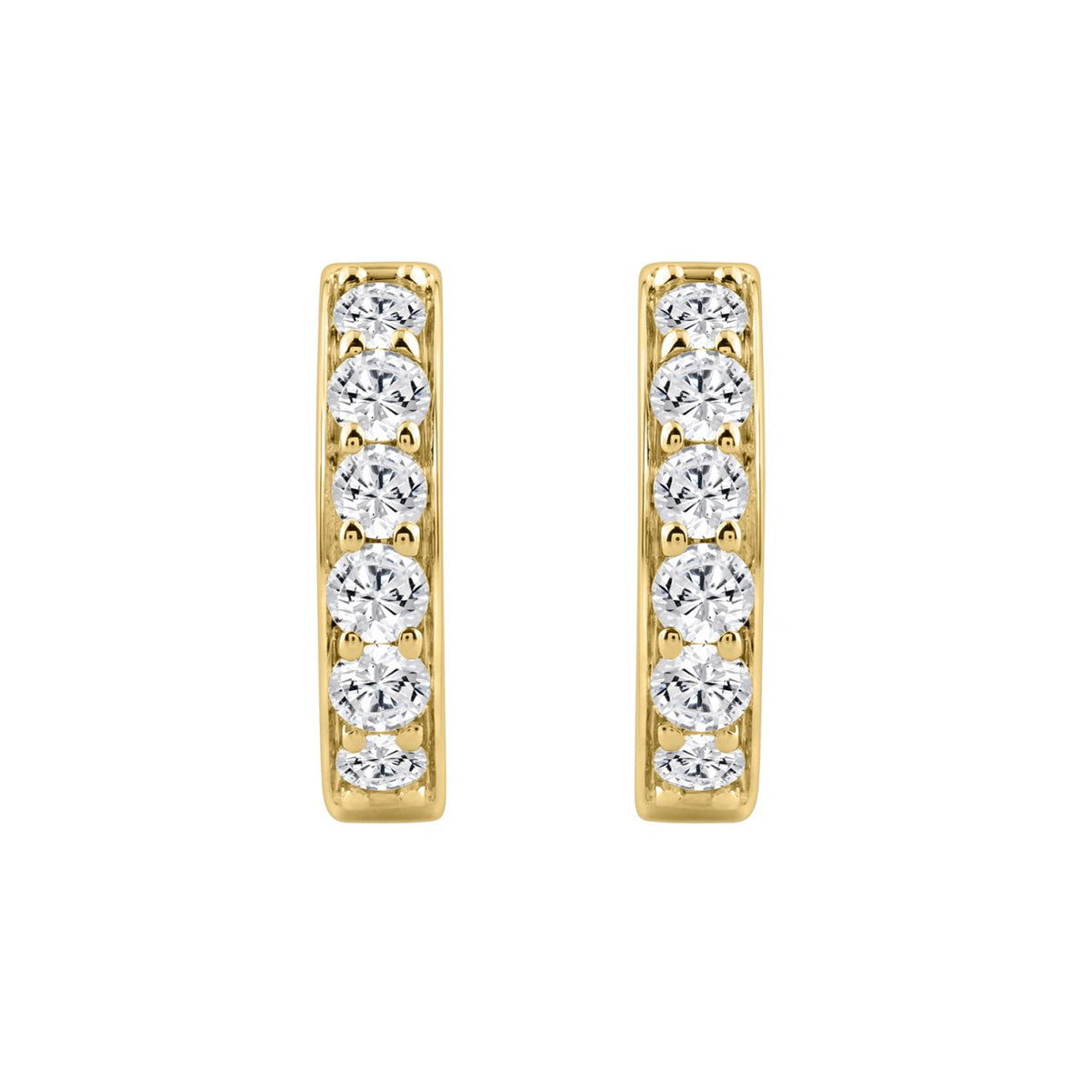 10K YELLOW GOLD 1.00CT ROUND DIAMOND LADIES HOOP EARRING