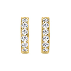 10K YELLOW GOLD 1.00CT ROUND DIAMOND LADIES HOOP EARRING