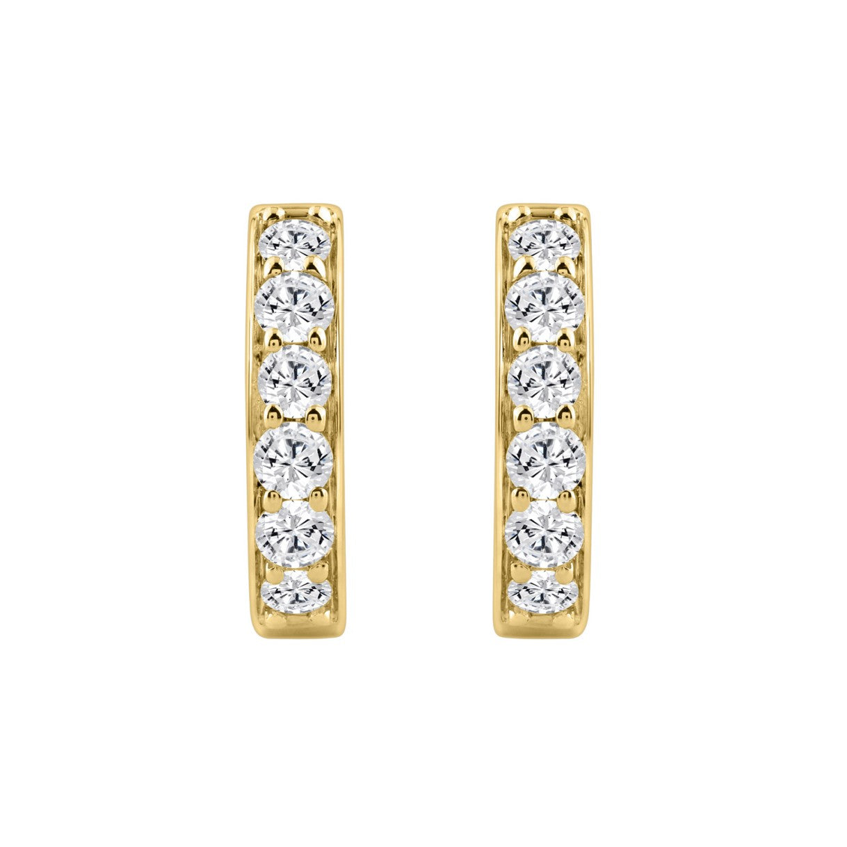 10K YELLOW GOLD 1.00CT ROUND DIAMOND LADIES HOOP EARRING
