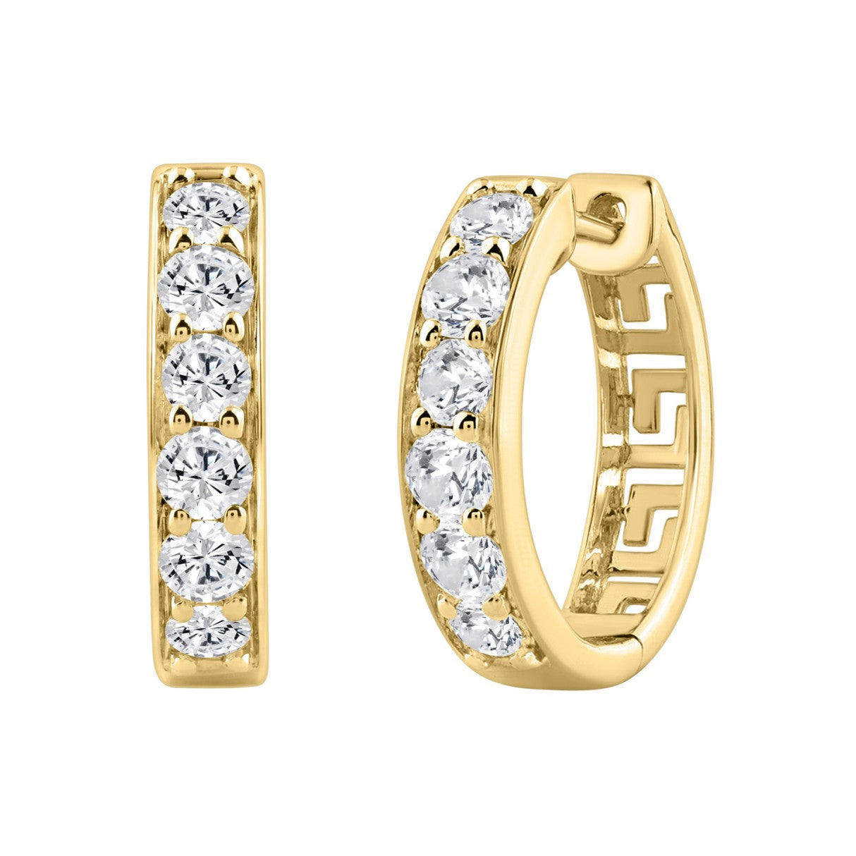 10K YELLOW GOLD 1.00CT ROUND DIAMOND LADIES HOOP EARRING