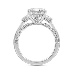 14K WHITE GOLD 4 1/4CT ROUND/RADIANT/BAGUETTE /TRAPEZOID DIAMOND LADIES RING