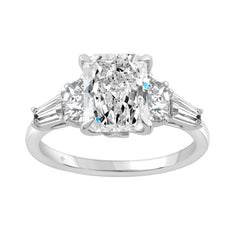 14K WHITE GOLD 4.00CT RADIANT/HALF MOON/TAPER BAGUETTE DIAMOND LADIES RING