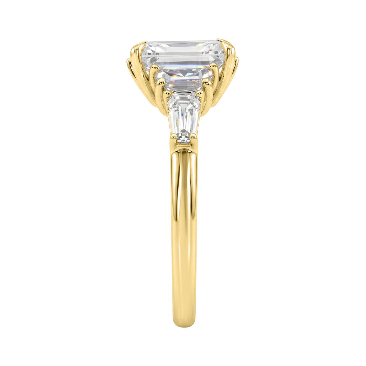 14K YELLOW GOLD 4.00CT RADIANT/HALF MOON/TAPER BAGUETTE DIAMOND LADIES RING