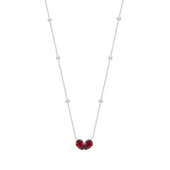 14K WHITE GOLD 2.00CT ROUND/PEAR DIAMOND LADIES NECKLACE (RUBY DIAMOND 2 STONE)
