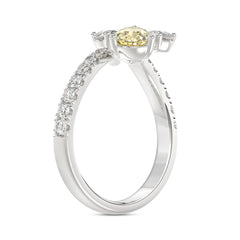 14K WHITE GOLD 1 3/4CT ROUND/PEAR/YELLOW PEAR DIAMOND LADIES RING (CENTER STONE PEAR DIAMOND 1CT)