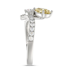 14K WHITE GOLD 1 3/4CT ROUND/PEAR/YELLOW PEAR DIAMOND LADIES RING (CENTER STONE PEAR DIAMOND 1CT)