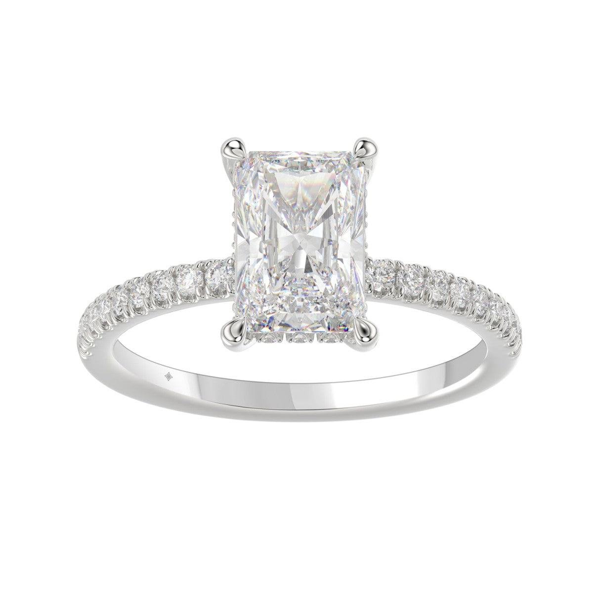 14K WHITE GOLD 2 1/4CT ROUND/RADIANT DIAMOND LADIES RING (CENTER STONE RADIANT DIAMOND 2CT)
