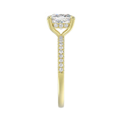 14K YELLOW GOLD 2 1/4CT ROUND/CUSHION DIAMOND LADIES RING (CENTER STONE CUSHION DIAMOND 2CT)