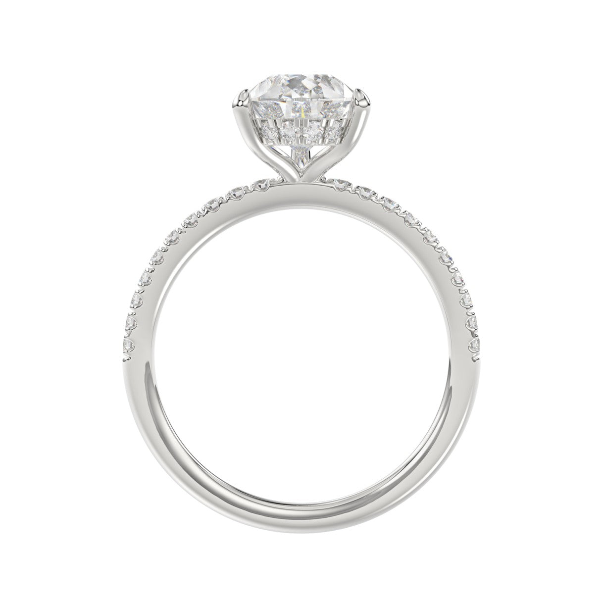 14K WHITE GOLD 2 3/4CT ROUND/PEAR DIAMOND LADIES RING (CENTER STONE PEAR DIAMOND 2CT)