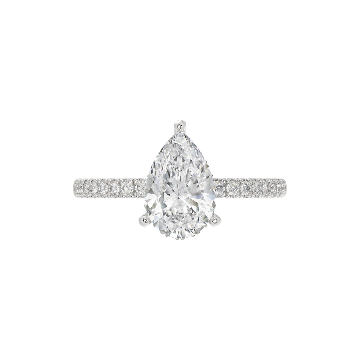 14K WHITE GOLD 2 3/4CT ROUND/PEAR DIAMOND LADIES RING (CENTER STONE PEAR DIAMOND 2CT)