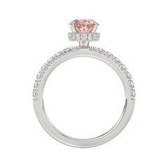 ETERNAL BLUSH COLLECTION 14K WHITE GOLD 2 1/2CT ROUND/OVAL DIAMOND LADIES RING(CENTER STONE PINK OVAL DIAMOND 2CT)