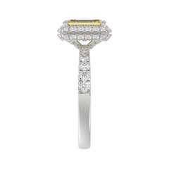 14K WHITE GOLD 1.00CT ROUND/YELLOW RADIANT DIAMOND LADIES RING (CENTER STONE YELLOW RADIANT DIAMOND 3.00CT)